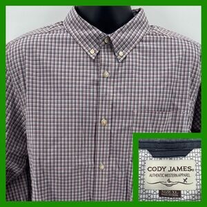 Cody James‎ Mens XL Plaid Button Down Shirt Western Authentic Apparel